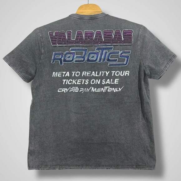 Valabasas Tee Robotics Tour Vintage Black XXL Burnout Graphic Embellished Meta - Picture 3 of 13